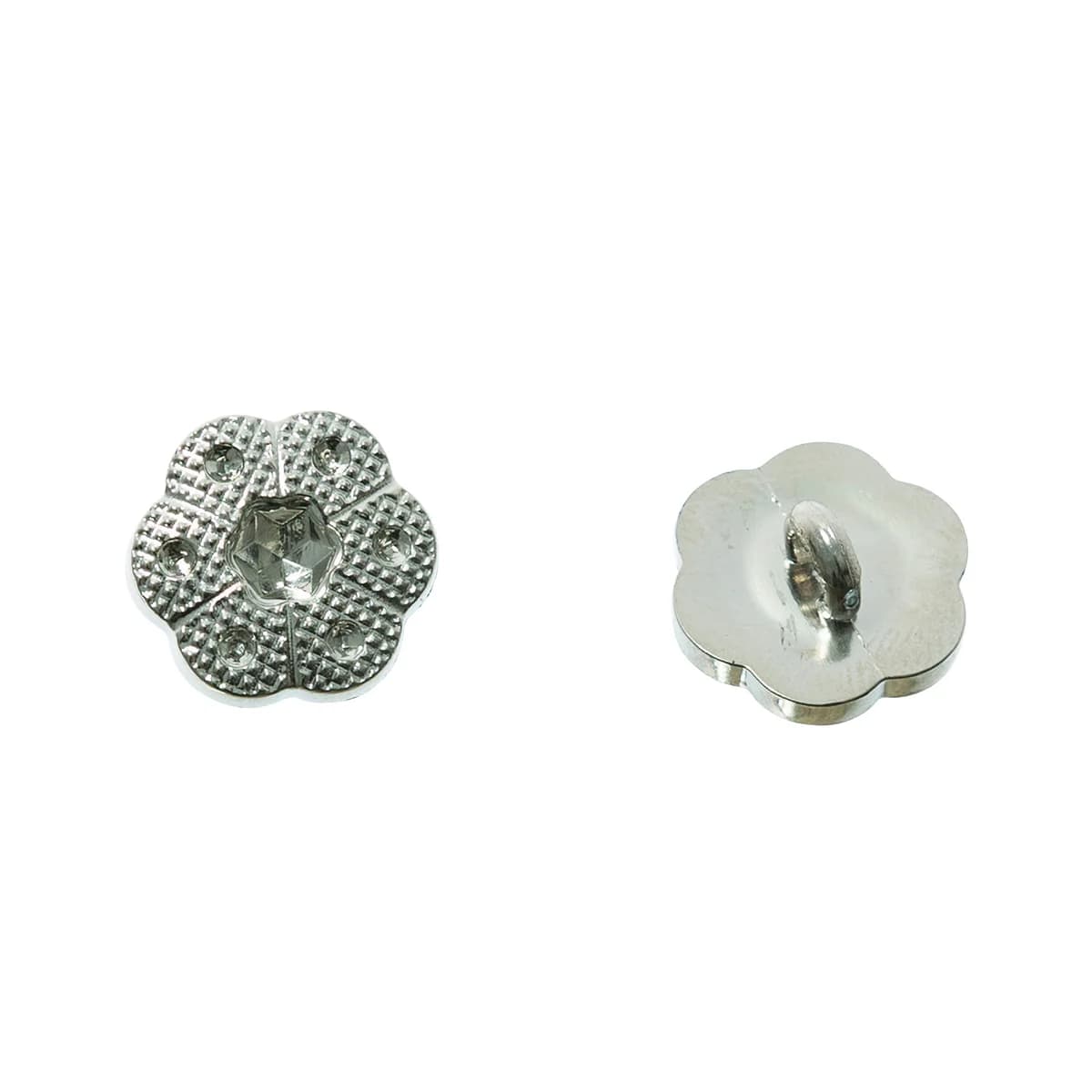 Botão Flor Metálico Strass Prata Alça Costura Ref. 9277 Jomar Aviamentos — foto 4